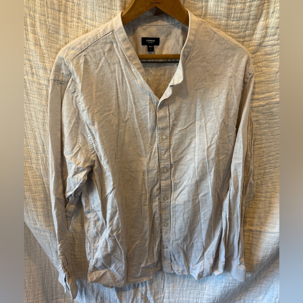 Express Soft Cream Button-Up Shirt